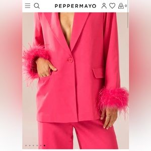 Peppermayo Hot Pink Feather Blazer